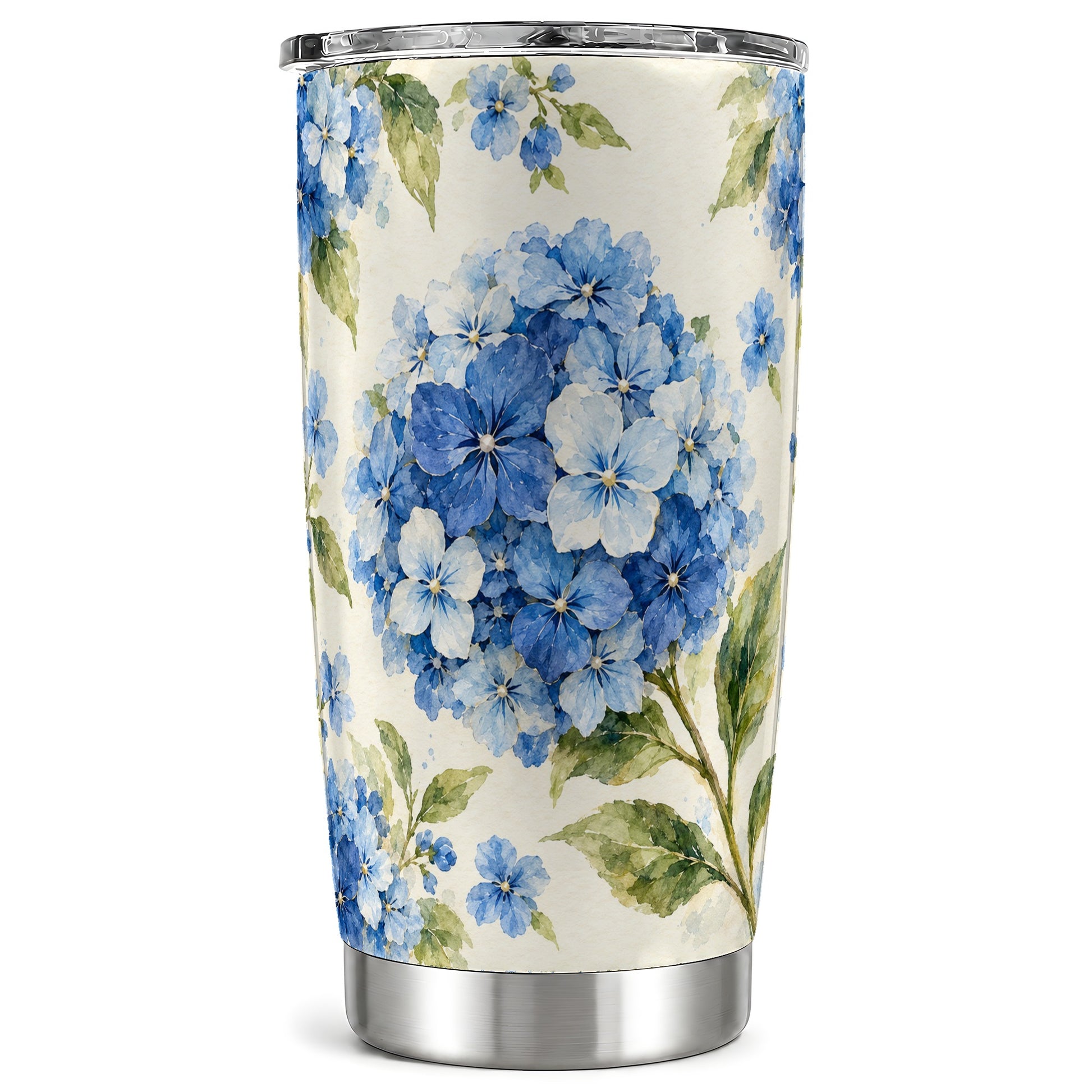 Blue Hydrangea Tumbler 20oz, 20oz Tumbler, Stainless Steel Travel Cup