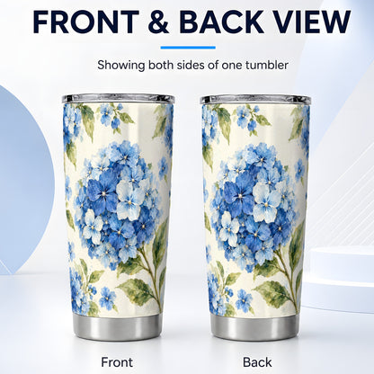 #pl[20oz|Steel] Blue Hydrangea Tumbler 20oz, 20oz Tumbler, Stainless Steel Travel Cup