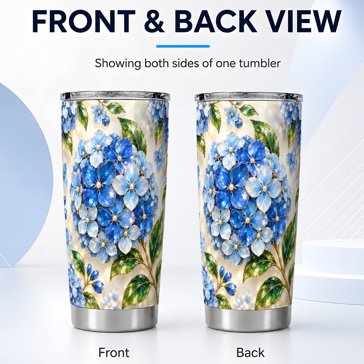 #pl[20oz|Steel] Jeweled Hydrangea Tumbler 20oz, 20oz Tumbler, Stainless Steel Travel Cup