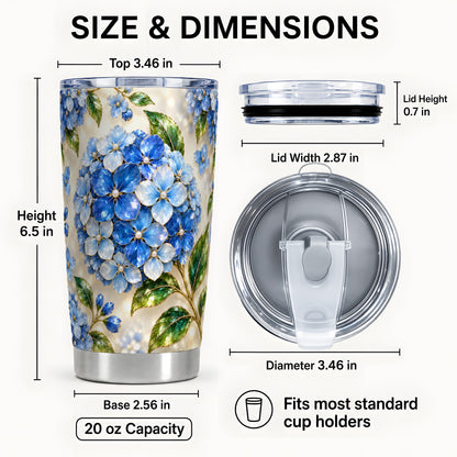 #pl[20oz|Steel] Jeweled Hydrangea Tumbler 20oz, 20oz Tumbler, Stainless Steel Travel Cup