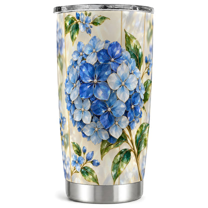 Faceted Hydrangea Tumbler 20oz, 20oz Tumbler, Stainless Steel Travel Cup