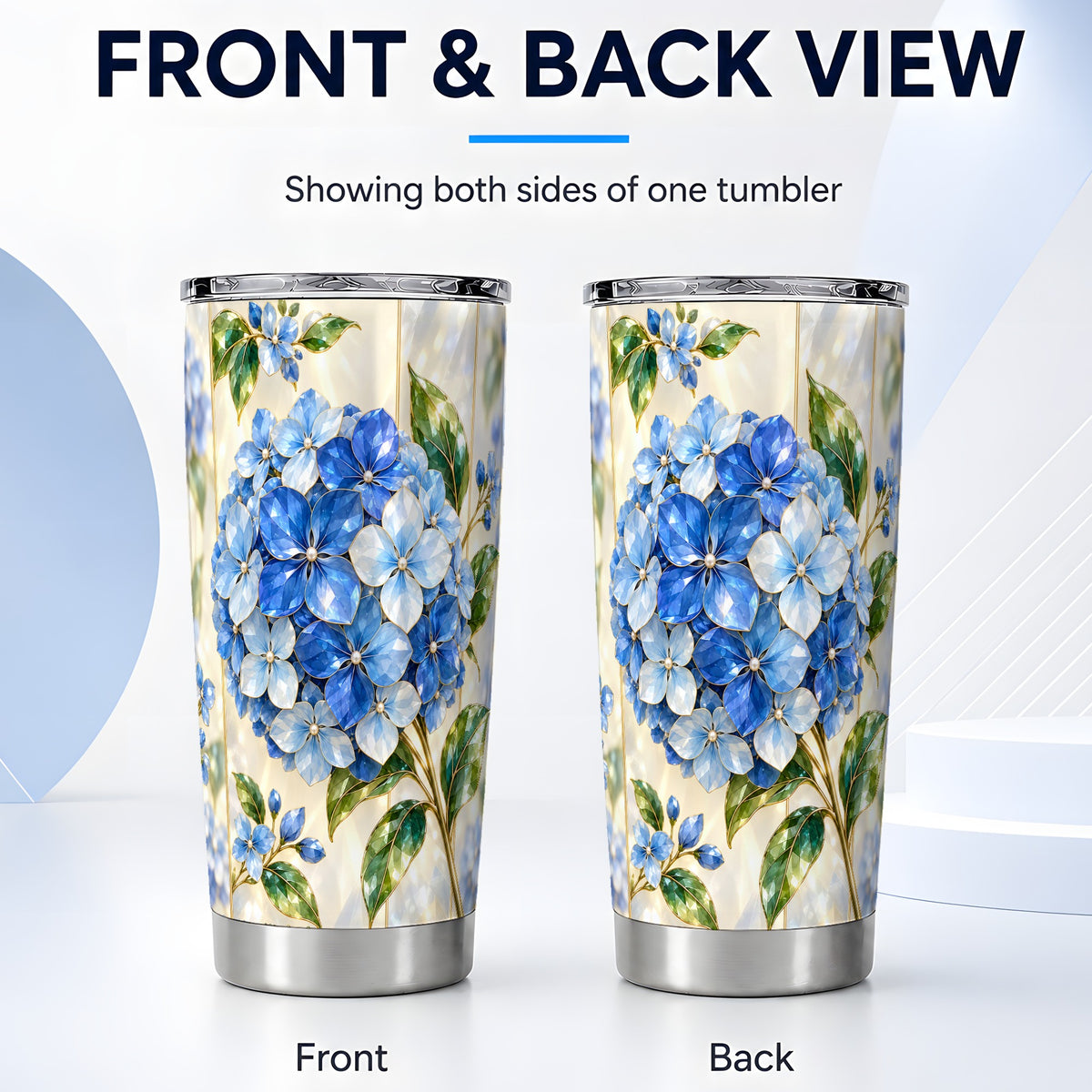 #pl[20oz|Steel] Faceted Hydrangea Tumbler 20oz, 20oz Tumbler, Stainless Steel Travel Cup