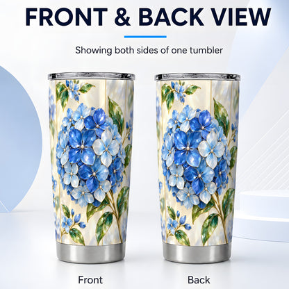 #pl[20oz|Steel] Faceted Hydrangea Tumbler 20oz, 20oz Tumbler, Stainless Steel Travel Cup