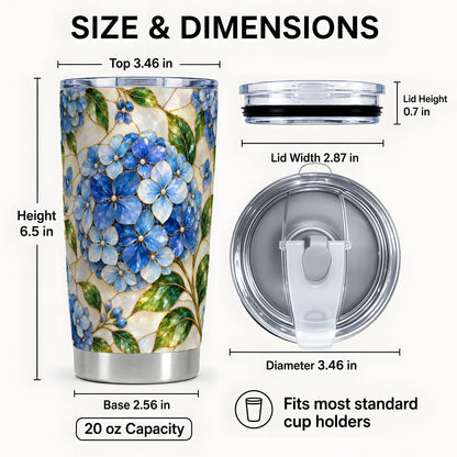 #pl[20oz|Steel] Hydrangea Mosaic Tumbler 20oz, 20oz Tumbler, Stainless Steel Travel Cup