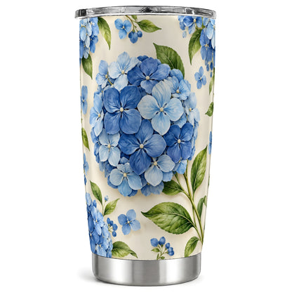 Blue Hydrangea Tumbler 20oz, Watercolor Tumbler, Stainless Steel Travel Cup