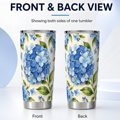 #pl[20oz|Steel] Blue Hydrangea Tumbler 20oz, Watercolor Tumbler, Stainless Steel Travel Cup