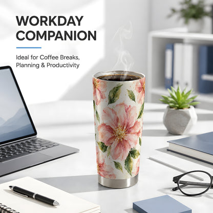 #pl[20oz|Steel] Blush Blossom Tumbler 20oz, Floral Tumbler, Stainless Steel Travel Cup