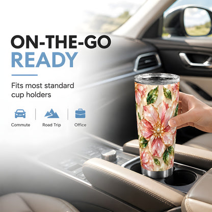 #pl[20oz|Steel] Pink Gemstone Tumbler 20oz, Floral Tumbler, Stainless Steel Travel Cup