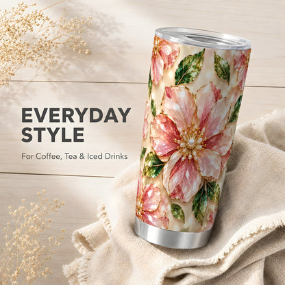 #pl[20oz|Steel] Pink Gemstone Tumbler 20oz, Floral Tumbler, Stainless Steel Travel Cup