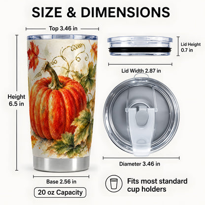 #pl[20oz|Steel] Autumn Pumpkin Tumbler 20oz, Harvest Tumbler, Stainless Steel Travel Cup
