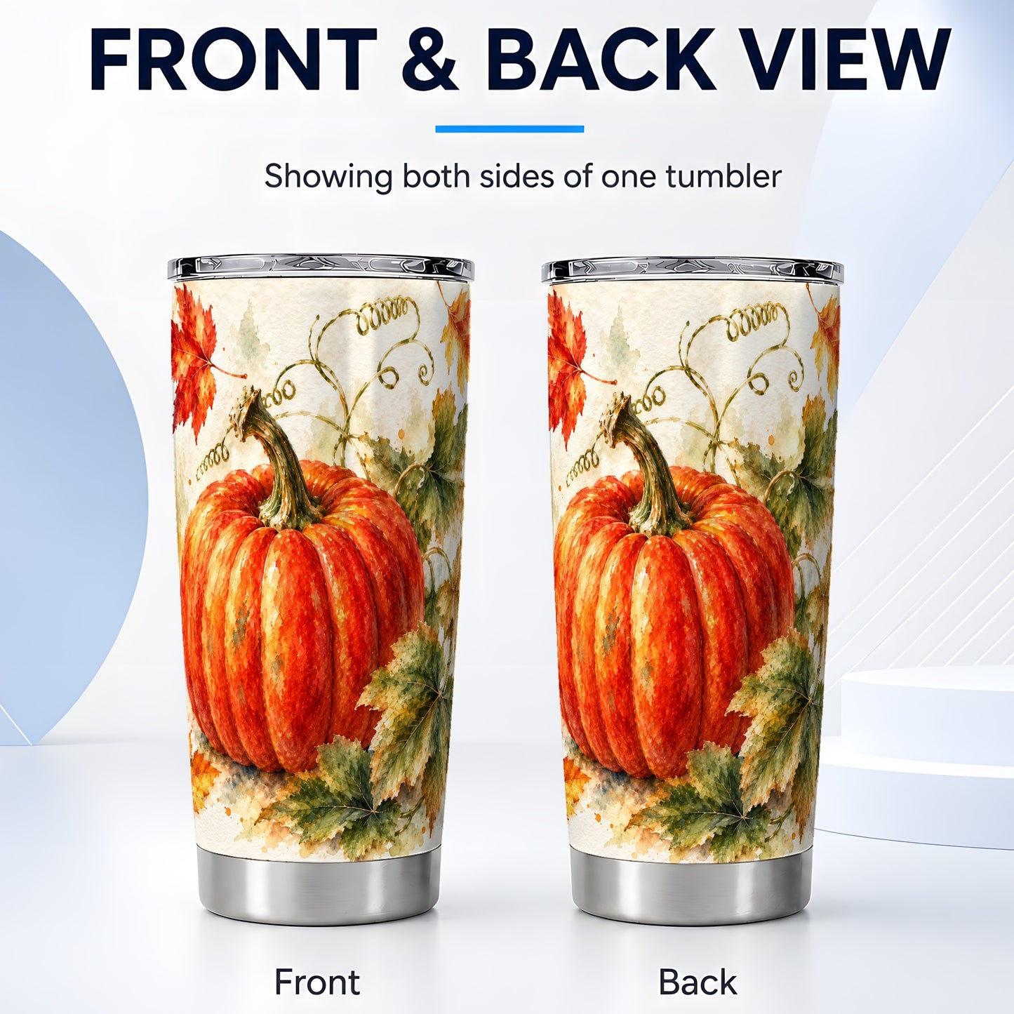 #pl[20oz|Steel] Autumn Pumpkin Tumbler 20oz, Harvest Tumbler, Stainless Steel Travel Cup