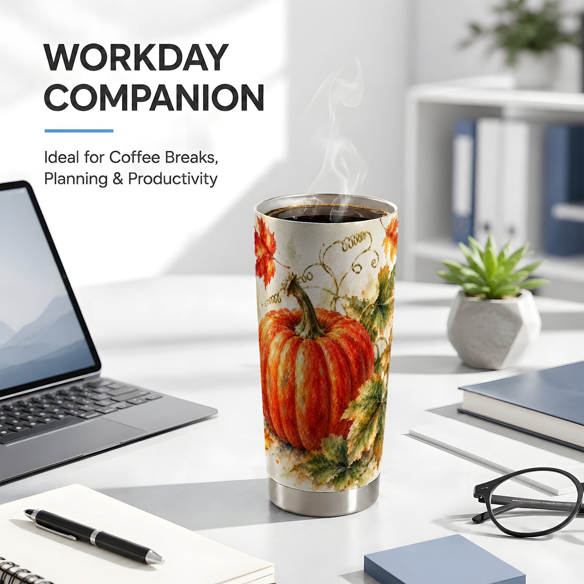 #pl[20oz|Steel] Autumn Pumpkin Tumbler 20oz, Harvest Tumbler, Stainless Steel Travel Cup