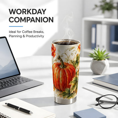 #pl[20oz|Steel] Autumn Pumpkin Tumbler 20oz, Harvest Tumbler, Stainless Steel Travel Cup
