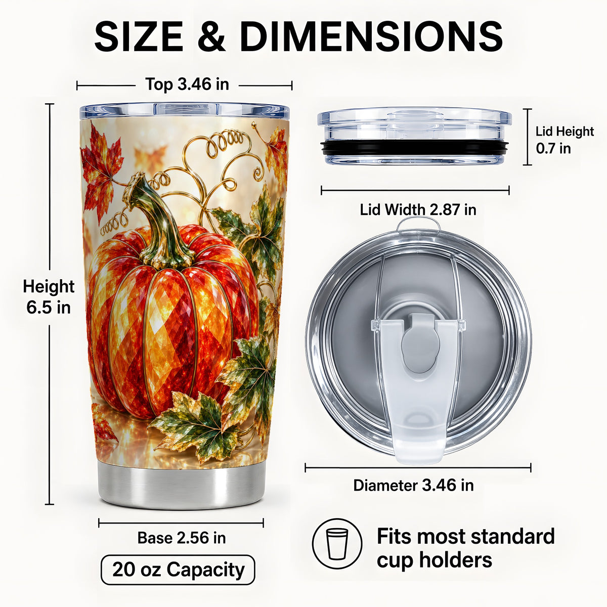 #pl[20oz|Steel] Faceted Pumpkin Tumbler 20oz, Autumn Tumbler, Stainless Steel Travel Cup