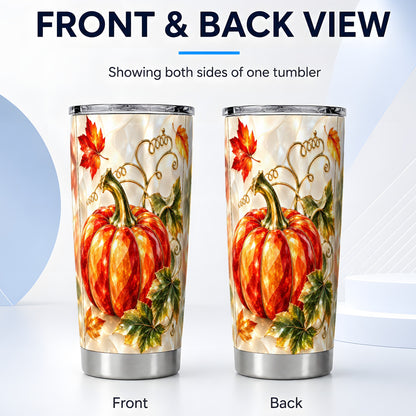 #pl[20oz|Steel] Autumn Pumpkin Tumbler 20oz, Mosaic Tumbler, Stainless Steel Travel Cup