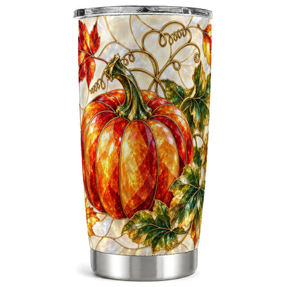 Mosaic Pumpkin Tumbler 20oz, Autumn Tumbler, Stainless Steel Travel Cup
