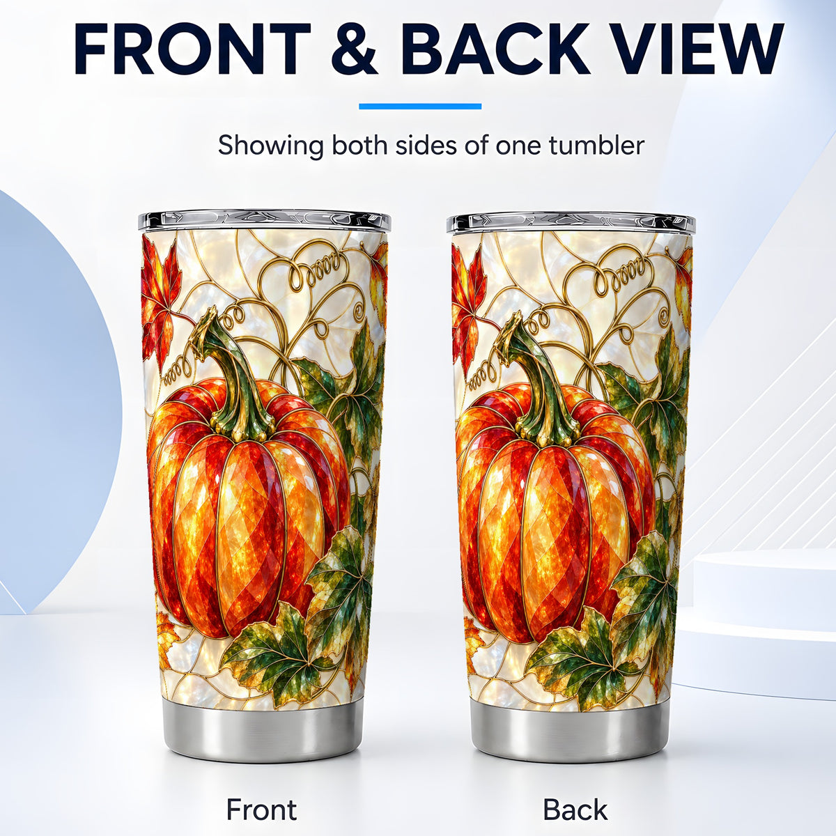 #pl[20oz|Steel] Mosaic Pumpkin Tumbler 20oz, Autumn Tumbler, Stainless Steel Travel Cup