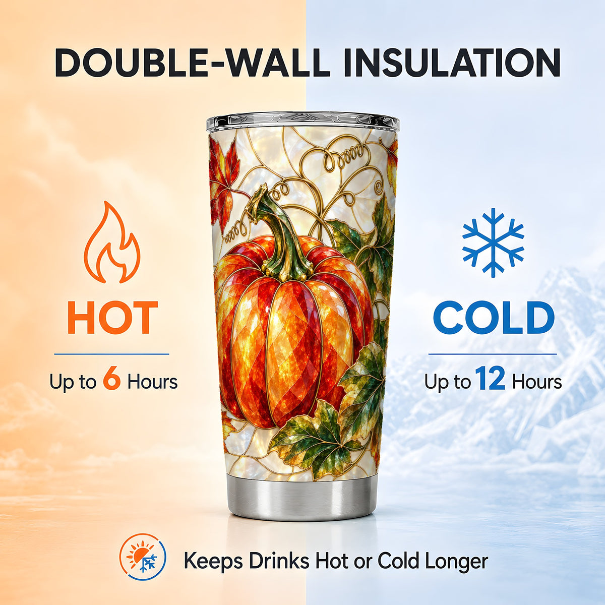 #pl[20oz|Steel] Mosaic Pumpkin Tumbler 20oz, Autumn Tumbler, Stainless Steel Travel Cup