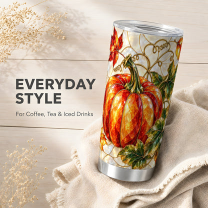 #pl[20oz|Steel] Mosaic Pumpkin Tumbler 20oz, Autumn Tumbler, Stainless Steel Travel Cup