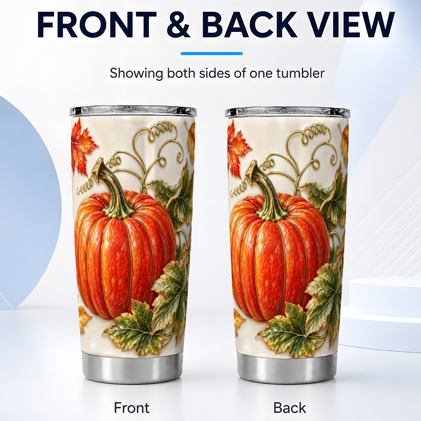 #pl[20oz|Steel] Autumn Pumpkin Tumbler 20oz, Fall Tumbler, Stainless Steel Travel Cup