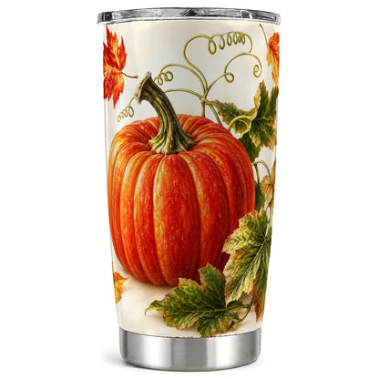 Realistic Pumpkin Tumbler 20oz, Fall Tumbler, Stainless Steel Travel Cup
