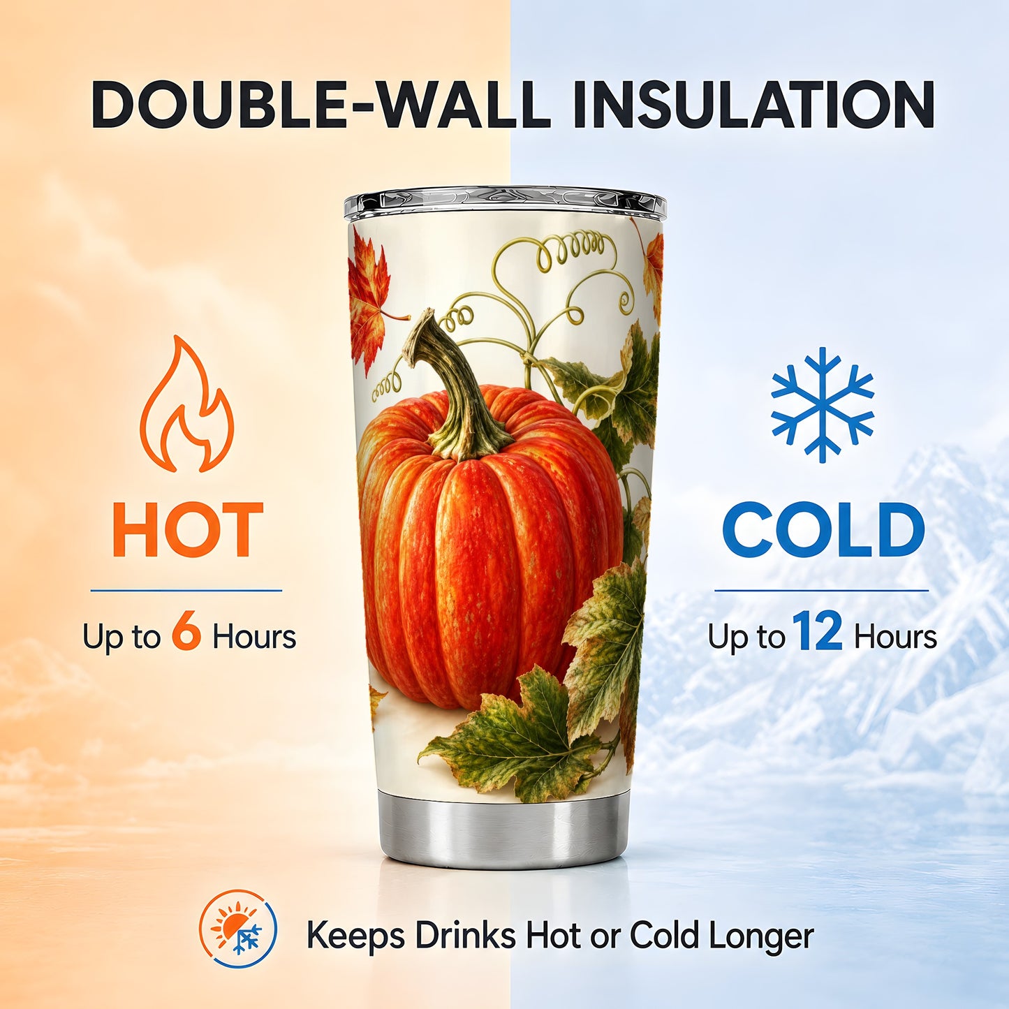 #pl[20oz|Steel] Realistic Pumpkin Tumbler 20oz, Fall Tumbler, Stainless Steel Travel Cup