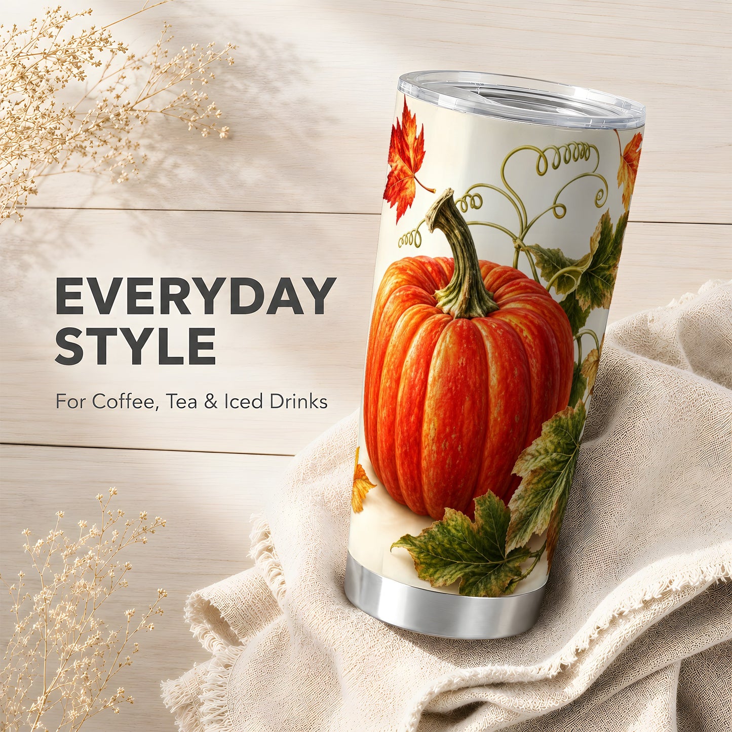 #pl[20oz|Steel] Realistic Pumpkin Tumbler 20oz, Fall Tumbler, Stainless Steel Travel Cup