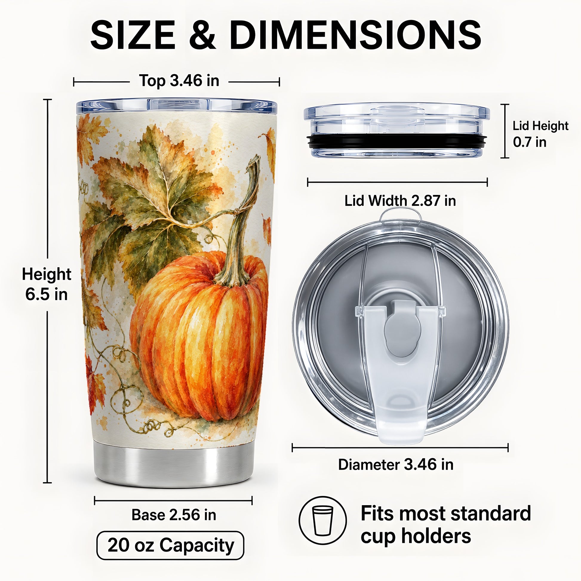 #pl[20oz|Steel] Watercolor Pumpkin Tumbler 20oz, Fall Tumbler, Stainless Steel Travel Cup