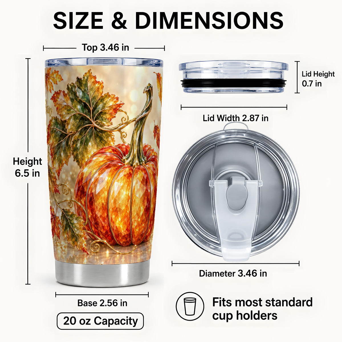 #pl[20oz|Steel] Faceted Pumpkin Tumbler 20oz, Fall Tumbler, Stainless Steel Travel Cup