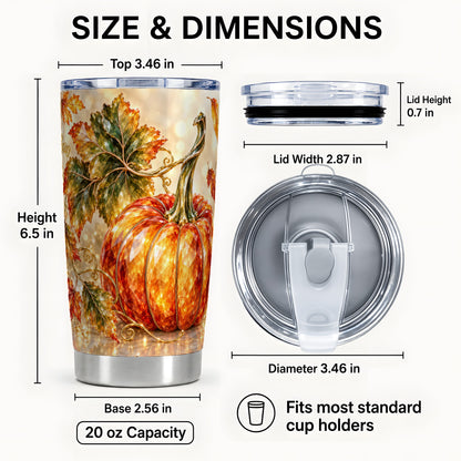 #pl[20oz|Steel] Faceted Pumpkin Tumbler 20oz, Fall Tumbler, Stainless Steel Travel Cup