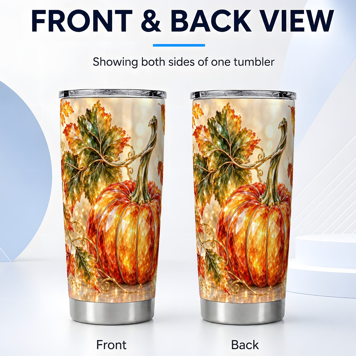 #pl[20oz|Steel] Faceted Pumpkin Tumbler 20oz, Fall Tumbler, Stainless Steel Travel Cup