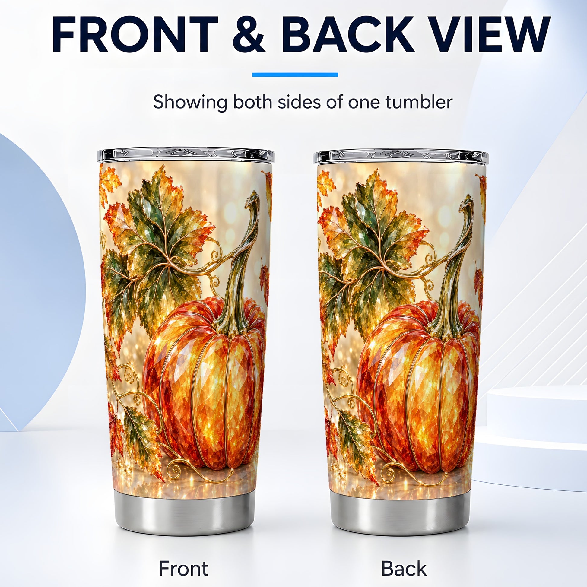 #pl[20oz|Steel] Faceted Pumpkin Tumbler 20oz, Fall Tumbler, Stainless Steel Travel Cup