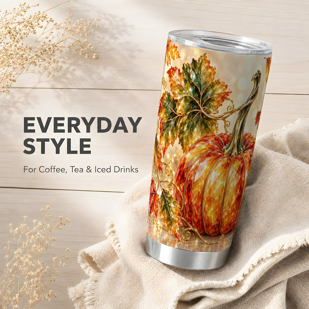 #pl[20oz|Steel] Faceted Pumpkin Tumbler 20oz, Fall Tumbler, Stainless Steel Travel Cup