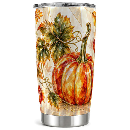 Mosaic Pumpkin Tumbler 20oz, Fall Tumbler, Stainless Steel Travel Cup