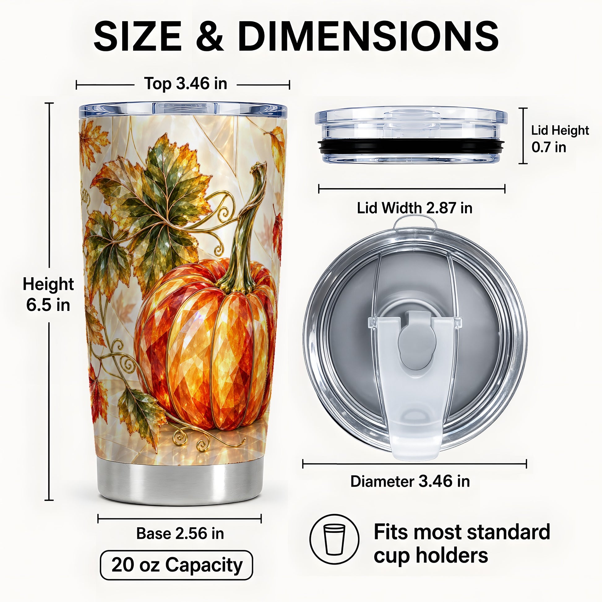#pl[20oz|Steel] Mosaic Pumpkin Tumbler 20oz, Fall Tumbler, Stainless Steel Travel Cup
