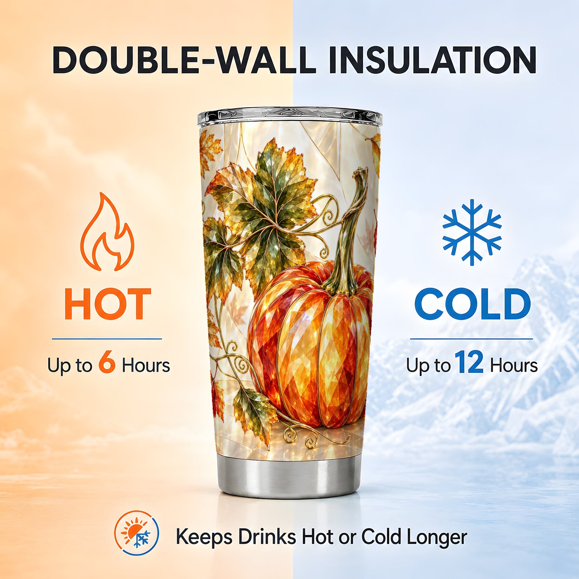 #pl[20oz|Steel] Mosaic Pumpkin Tumbler 20oz, Fall Tumbler, Stainless Steel Travel Cup