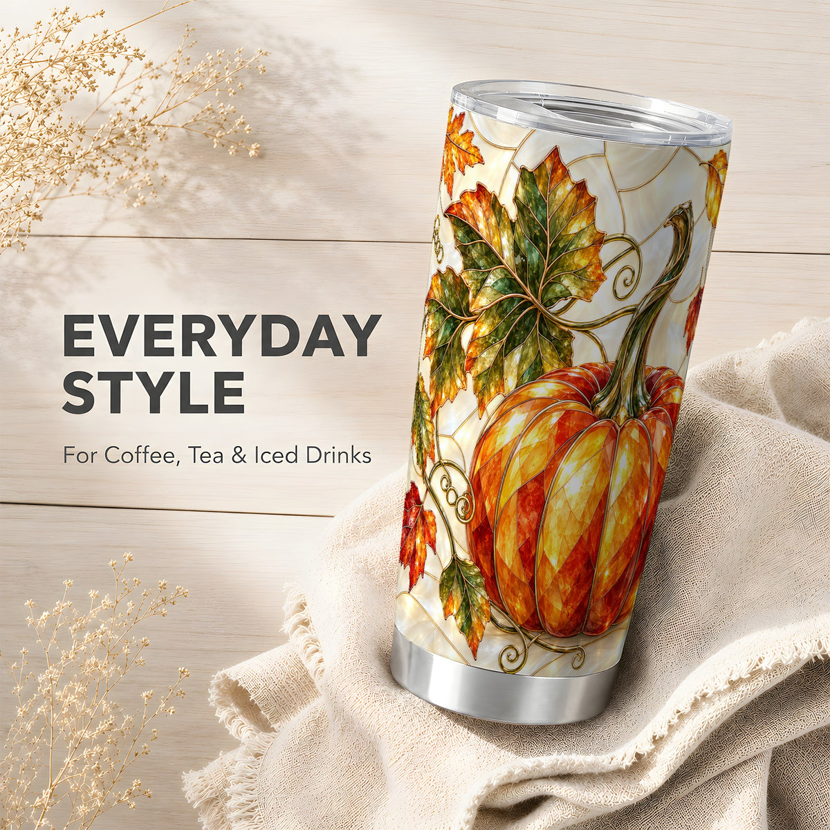 #pl[20oz|Steel] Autumn Pumpkin Tumbler 20oz, Fall Tumbler, Stainless Steel Travel Cup