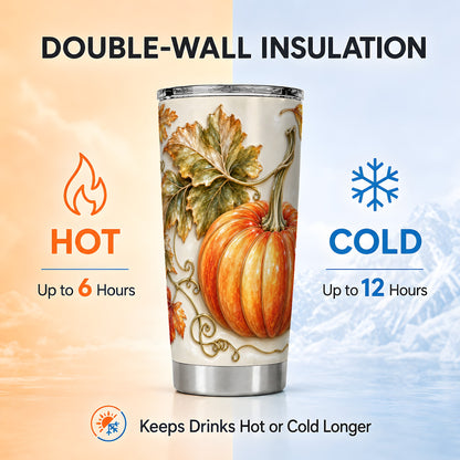 #pl[20oz|Steel] Autumn Pumpkin Tumbler 20oz, Fall Tumbler, Stainless Steel Travel Cup