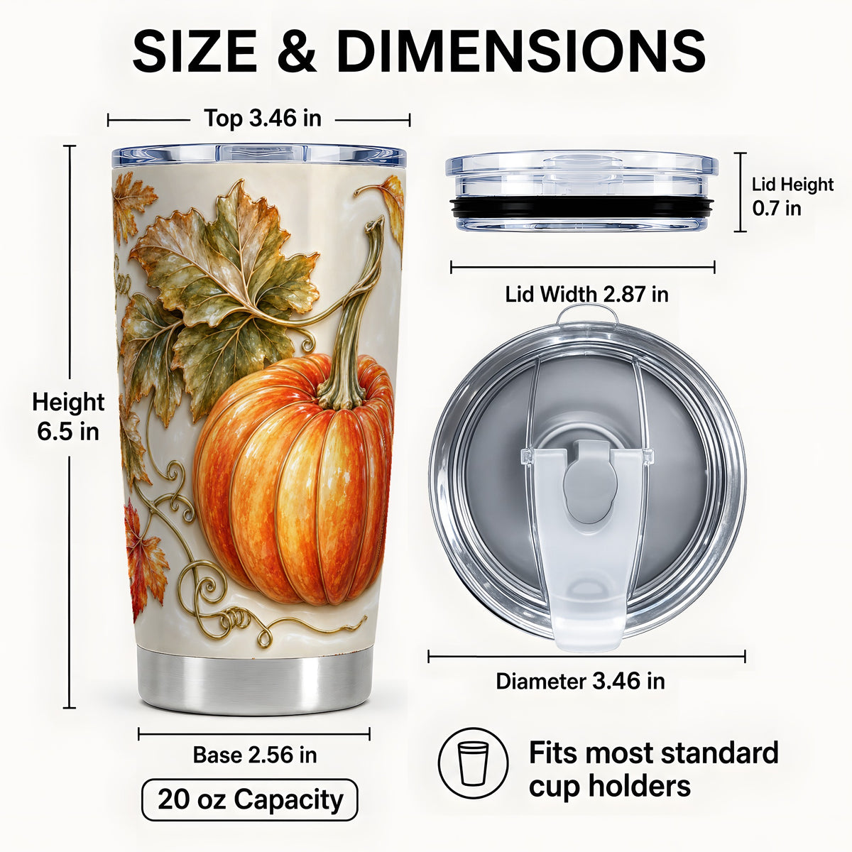 #pl[20oz|Steel] Autumn Pumpkin Tumbler 20oz, Fall Tumbler, Stainless Steel Travel Cup