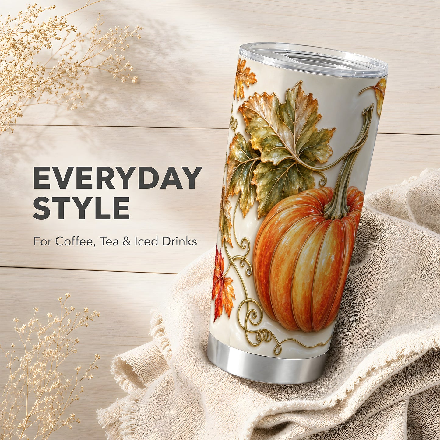 #pl[20oz|Steel] Autumn Pumpkin Tumbler 20oz, Fall Tumbler, Stainless Steel Travel Cup
