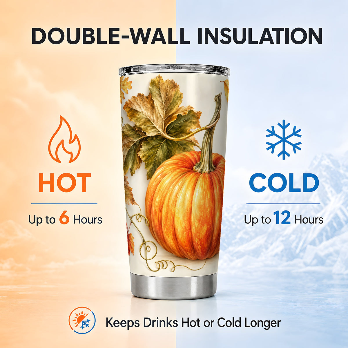 #pl[20oz|Steel] Rustic Pumpkin Tumbler 20oz, Fall Tumbler, Stainless Steel Travel Cup