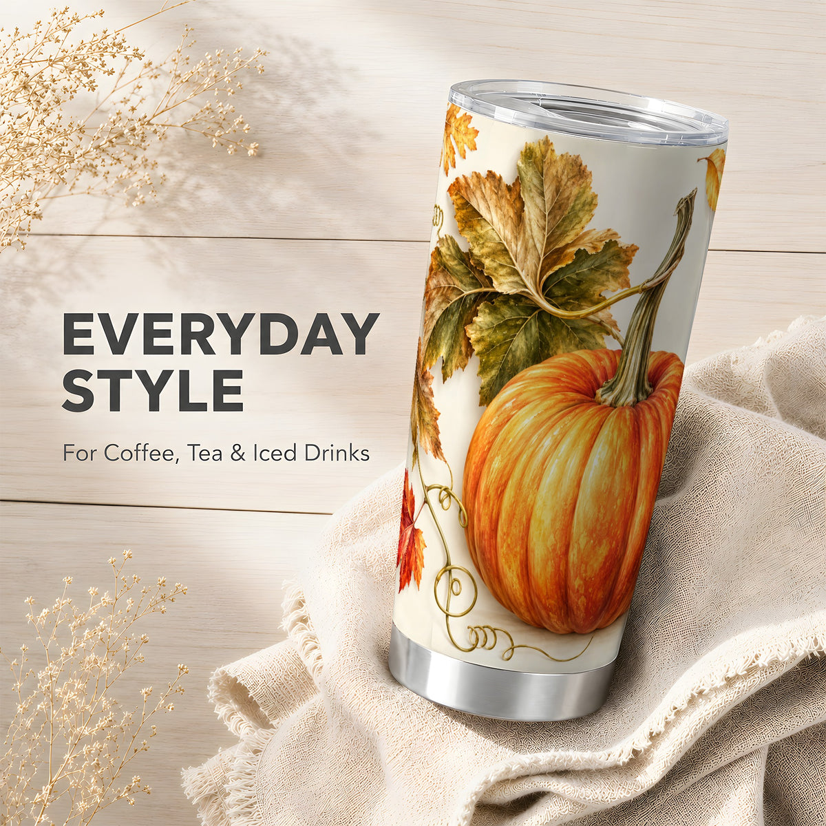 #pl[20oz|Steel] Rustic Pumpkin Tumbler 20oz, Fall Tumbler, Stainless Steel Travel Cup