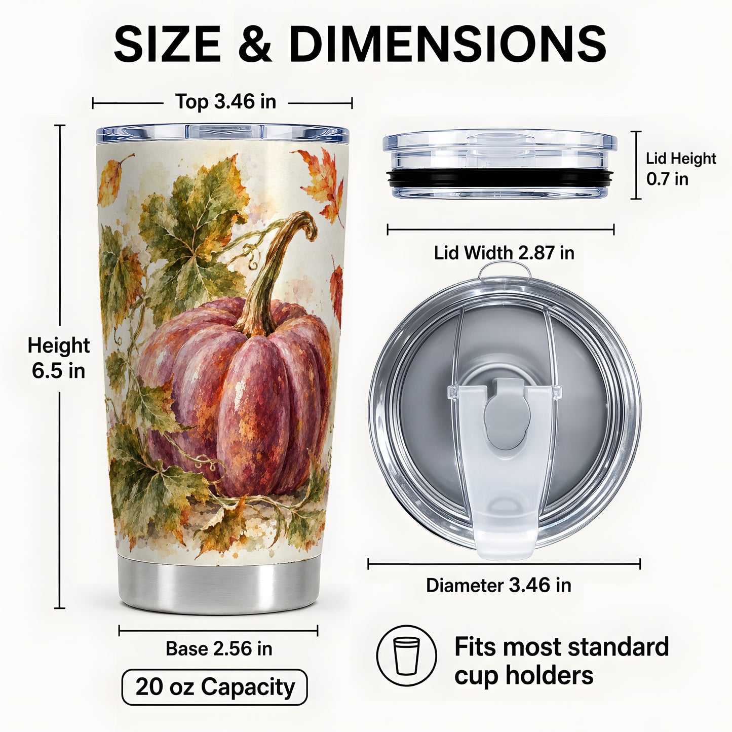 #pl[20oz|Steel] Watercolor Pumpkin Tumbler 20oz, Fall Tumbler, Stainless Steel Travel Cup
