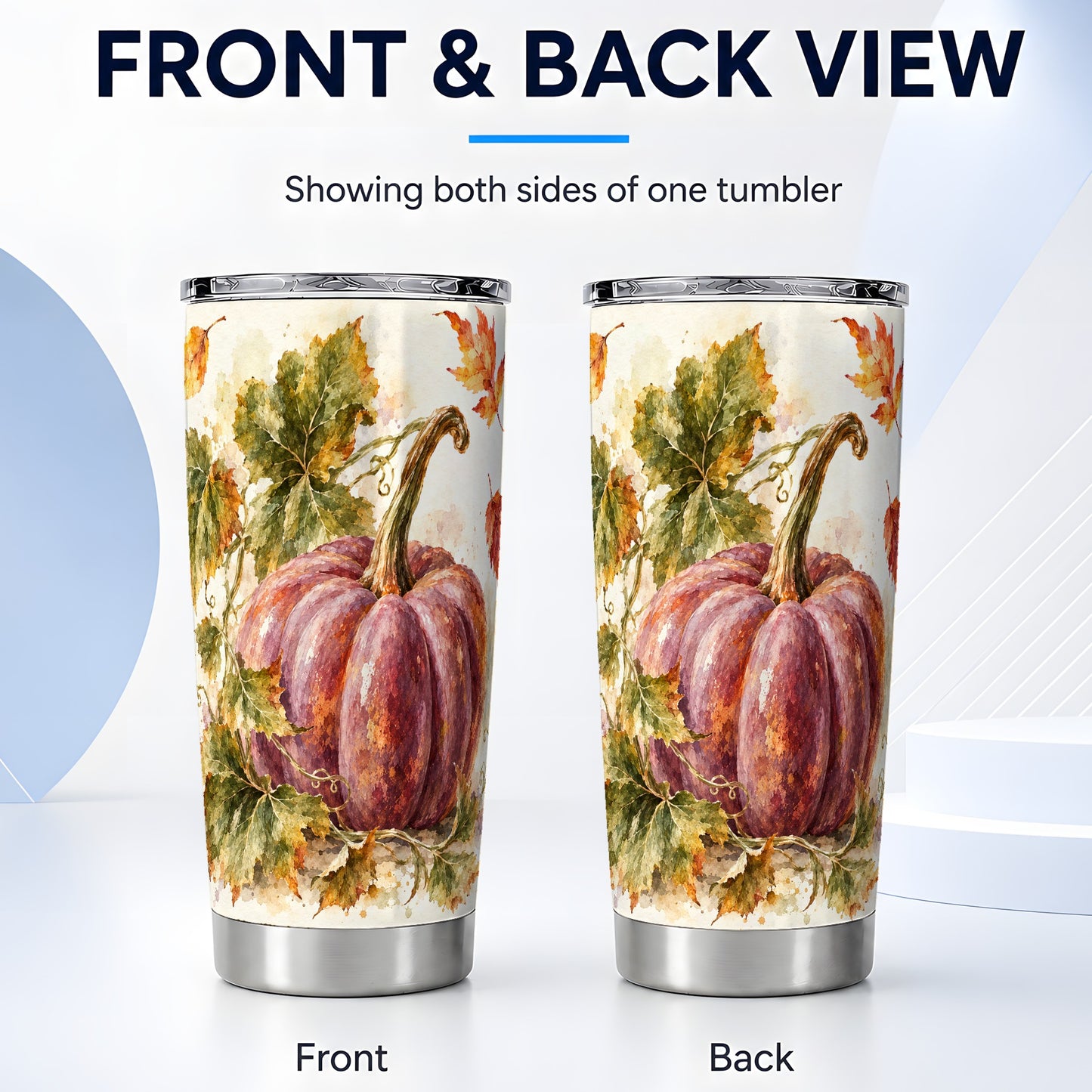 #pl[20oz|Steel] Watercolor Pumpkin Tumbler 20oz, Fall Tumbler, Stainless Steel Travel Cup