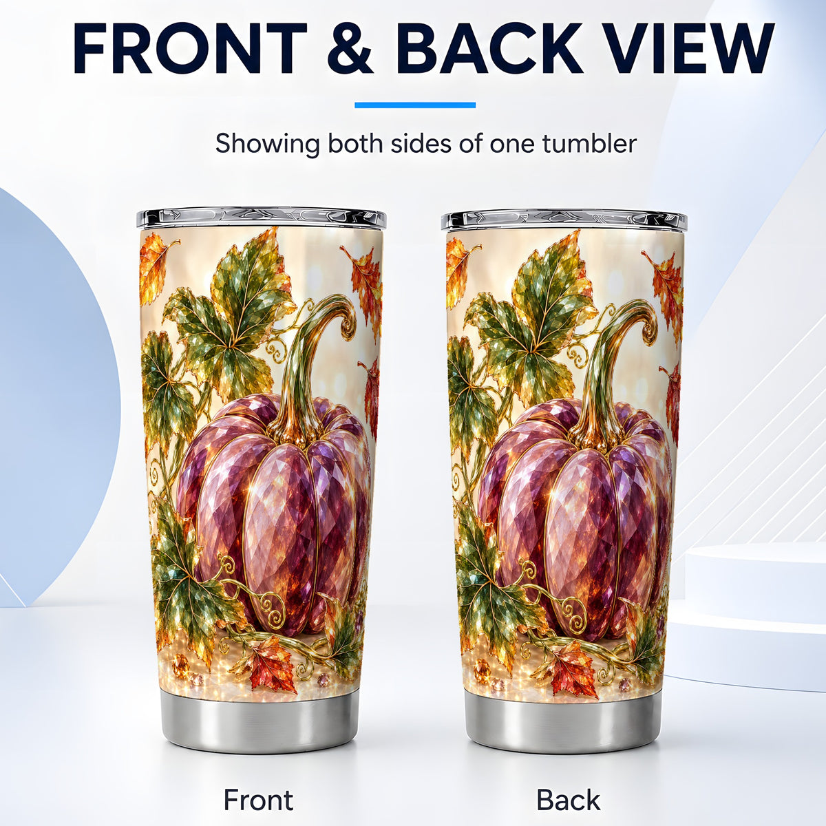 #pl[20oz|Steel] Faceted Pumpkin Tumbler 20oz, Fall Tumbler, Stainless Steel Travel Cup