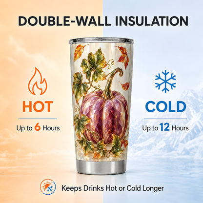 #pl[20oz|Steel] Purple Pumpkin Tumbler 20oz, Fall Tumbler, Stainless Steel Travel Cup