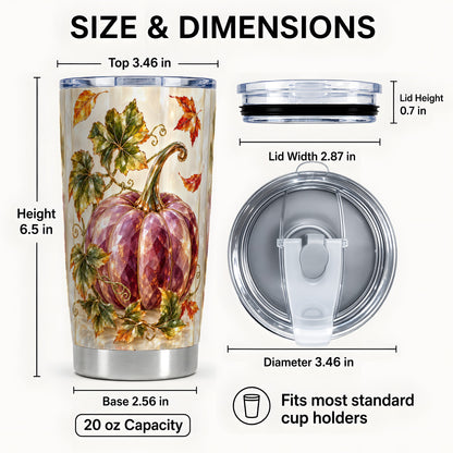 #pl[20oz|Steel] Purple Pumpkin Tumbler 20oz, Fall Tumbler, Stainless Steel Travel Cup