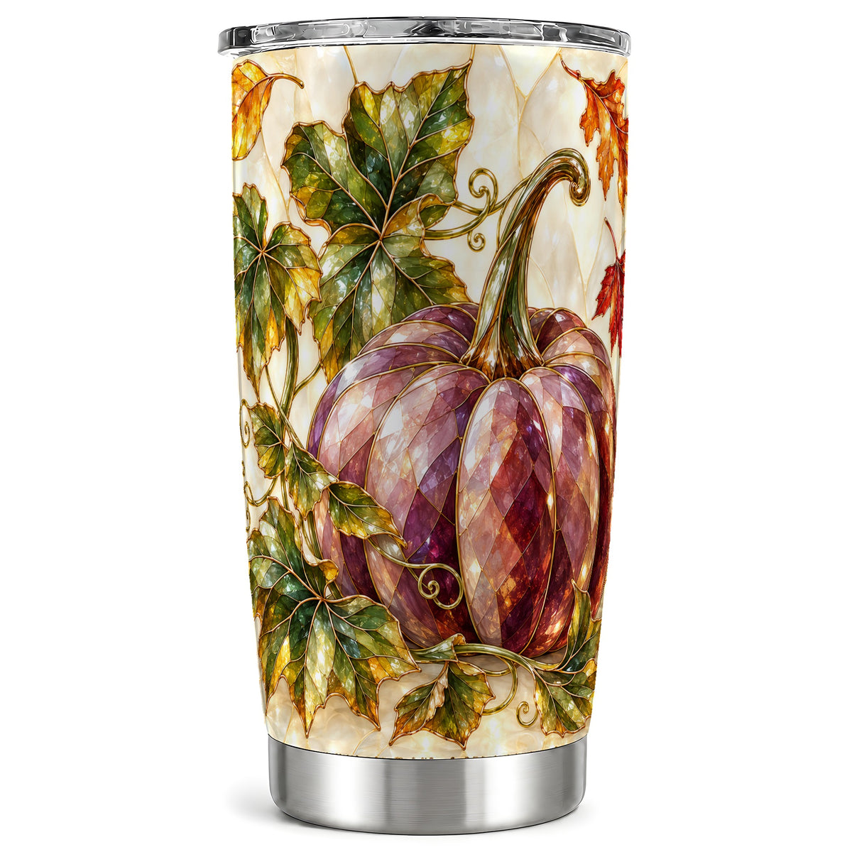 Jeweled Pumpkin Tumbler 20oz, Autumn Tumbler, Stainless Steel Travel Cup