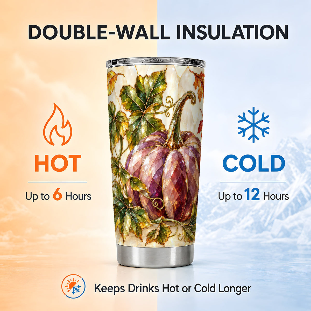 #pl[20oz|Steel] Jeweled Pumpkin Tumbler 20oz, Autumn Tumbler, Stainless Steel Travel Cup