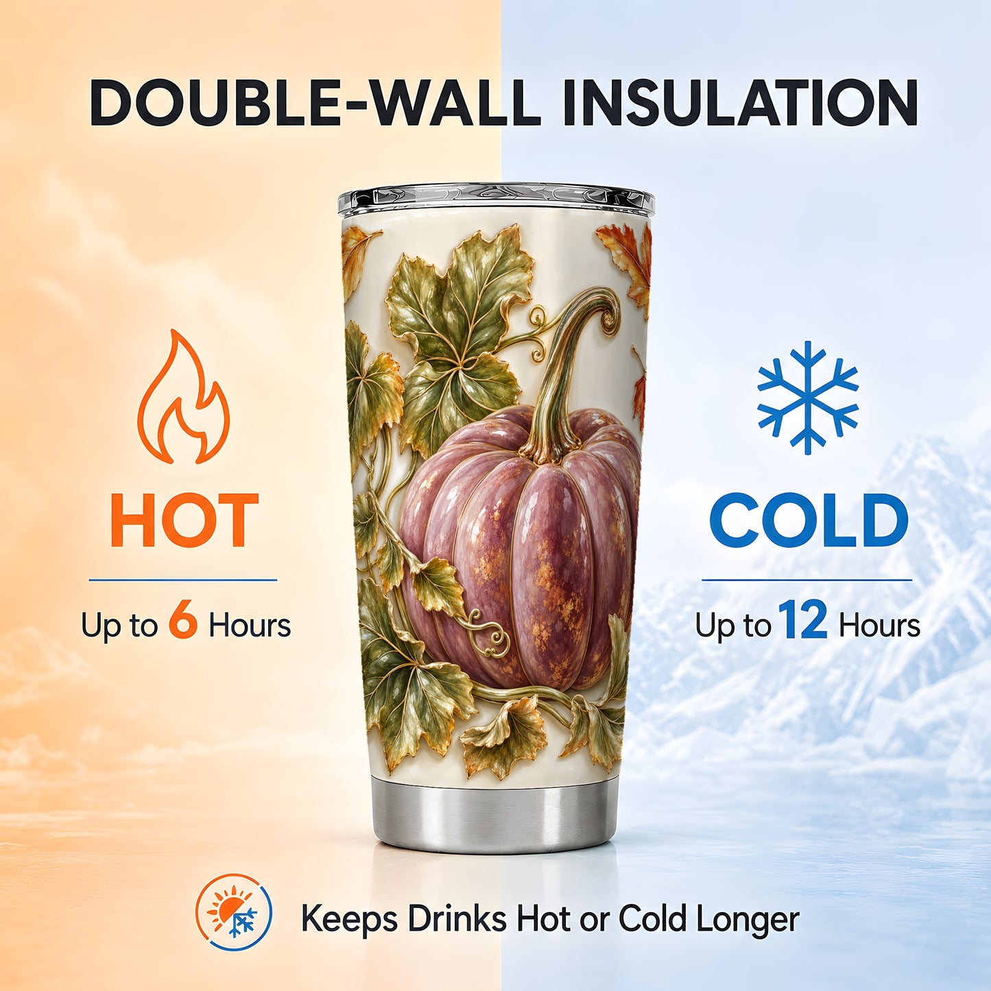 #pl[20oz|Steel] Mauve Pumpkin Tumbler 20oz, Fall Tumbler, Stainless Steel Travel Cup